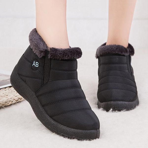 

women boots waterproof winter boots women low heels snow for quilted winter shoes warm ankle botas mujer bottines, Black