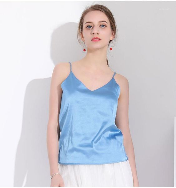 

2020 new summer imitation silk ladies sling ice silk female broadcloth rayon camis short casual1, White