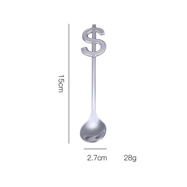 

1pcs colorful stainless steel dollar shape spoon creative milk coffee spoon ice candy teaspoon accessorie h jllowk
