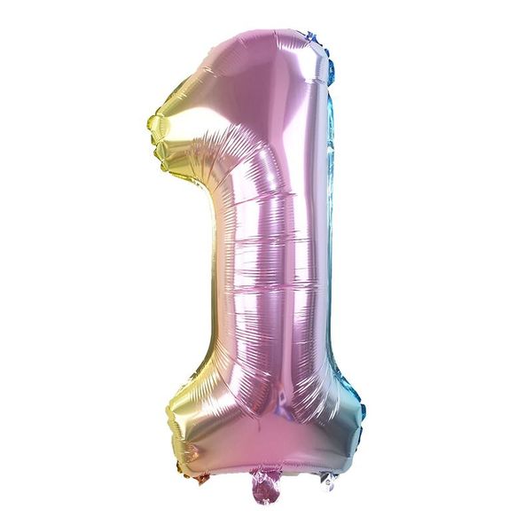 

32inch iridescent rainbow color number foil balloons birthday wedding party decoration digital balloon number air ballon globos bbysog bwkf