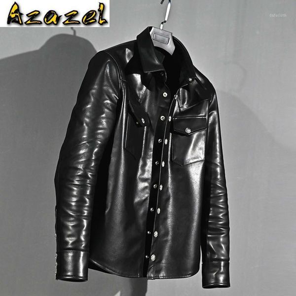 

real leather jacket men vintage mens leather jacket black cow coat spring autumn japan style cuero genuino pph3531