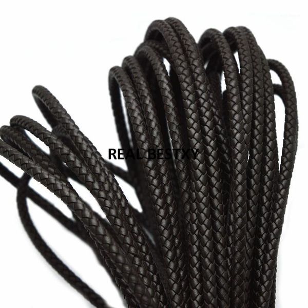 

other 2m/lot approx: 5mm dark brown braided leather cord for pendants cow bracelet rope diy jewelry making necklace cords1, Blue;slivery