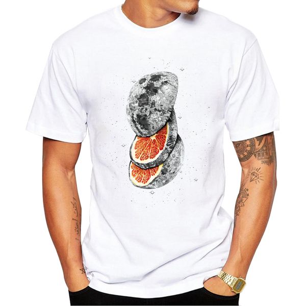 

new arrivals 2018 fashion lunar fruit design orange printed short sleeve casual summer sport hooded sweatshirt hoodie t shirt