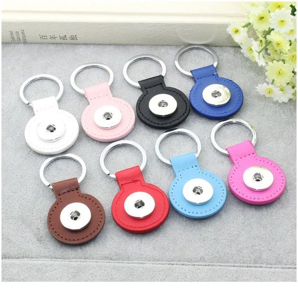 

3 styles snap button keychain pu leather belt key chains diy accessory fit 18mm snap buttons charms keyr bbyabx