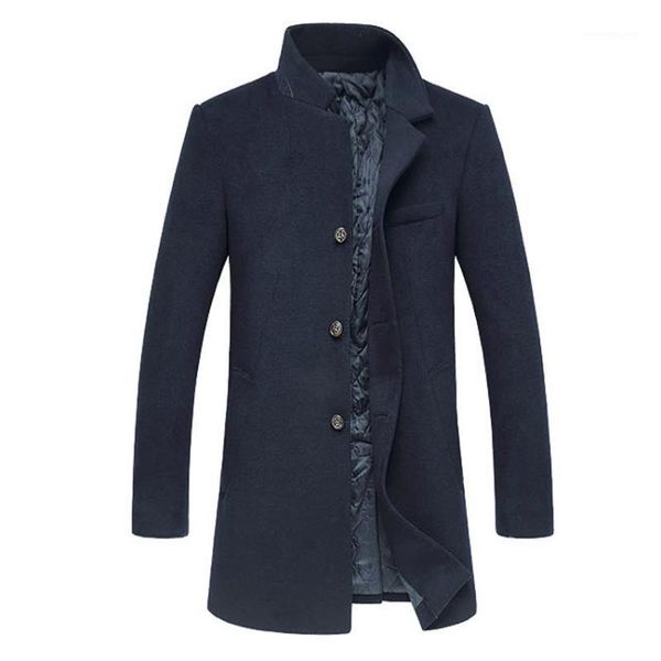 

brand men hoody long sleeve wool coat 2017 jackets and coats mens wool overcoats winter trench jacket 160cy1, Black