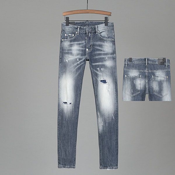 

2021 mens fashion skinny straight slim ripped jeans men fashion mens street wear motorcycle biker jean pants jeans size 28-40 a53, Blue