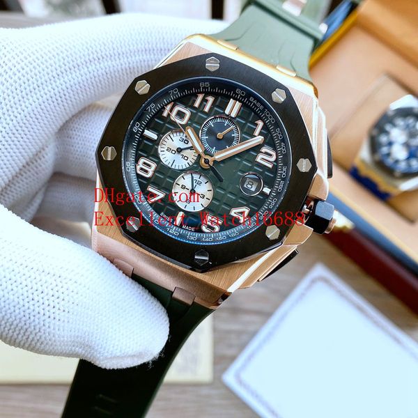

5 color selling mens wristwatches 42 mm 26470 stainless steel asia movement automatic mechanical rubber bands strap mens watch w, Slivery;brown