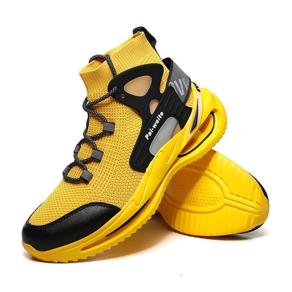 

popular trend men running shoes black white yellow men's sneakers damping outdoor sports man shoes soft man walking jogging gym