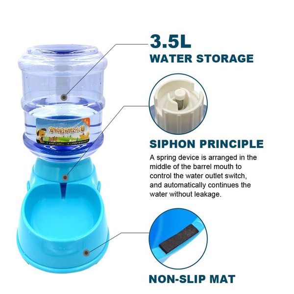 

3.5l dog cat feeder bowl matic pet water dispenser drinking fountain bottle plastic pet feeding drinker wa bbyieq