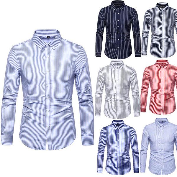 

мужчины полосатые рубашки с длинными рукавами slim fit тонкие повседневные топы для spring ser88, White;black