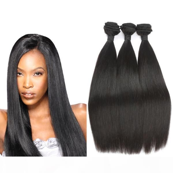 

brazilian virgin hair extension silk straight natural color 3pcs unprocessed human hair weave, Black