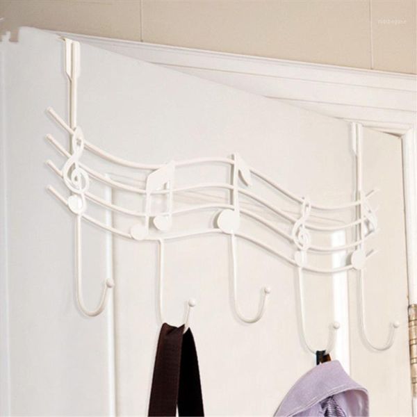 

hooks & rails creative music notes wall kitchen bathroom organizer hanger mental iron hanging rack with 5-hook1