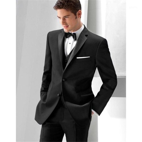 

black two buttons slim fit wedding suits for men tuxedos for men 3 pieces suits groomsmen (jacket+pants+vest)1, White;black