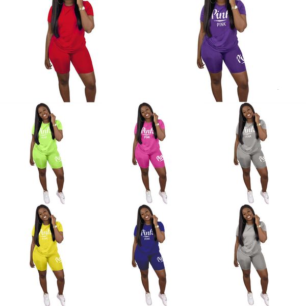 

2020 women sets summer tracksuits sportswear fitness short sleeve t-shirts+shorts suit two piece set sporty 2 pcs outfits q1219, Black;white
