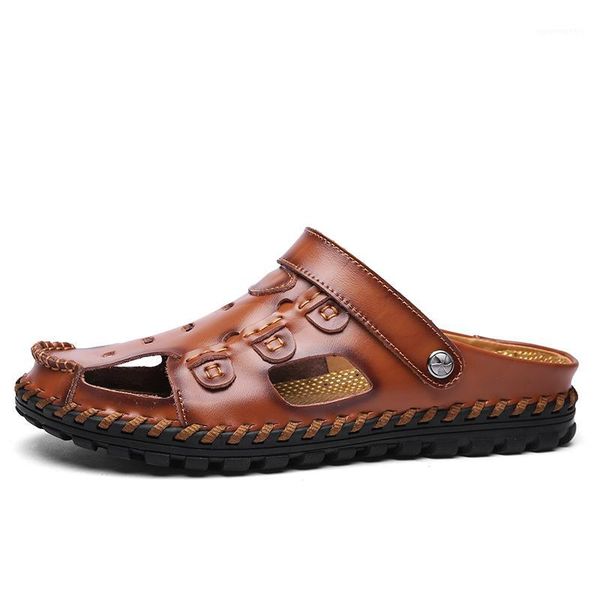 

casual couro sandel homme roman erkek herren outdoor 2020 para shoes mens cuir safety man sandalle platform sandalia sandalias1, Black