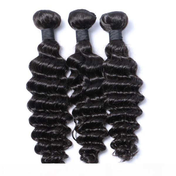 

human hair extensions deep wave brazilian virgin hair weave bundles natural color 1b black remy hair weft