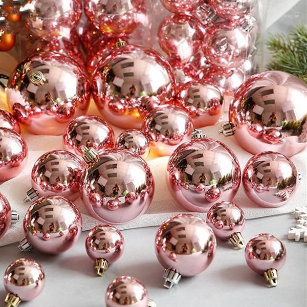 

37pcs mix 4-8cm 3-10 cm pink rose gold pearl christmas ball for christmas decoration and tree ornaments1