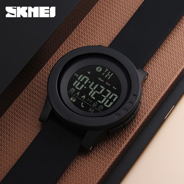 

fashion skmei mens waterproof electronic watch calories step counting bluetooth social reminder remote control pgraphy multi-functional, Slivery;brown