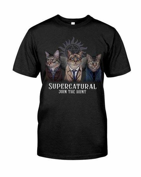 

supernatural cat join the hunt cute black t-shirt sport hooded sweatshirt hoodie