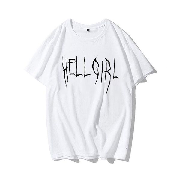 

summer female t-shirt hell girl female punk goth print three-way hip-hop o-neck short sleeve ulzzang alphabet retro t-shirt, White