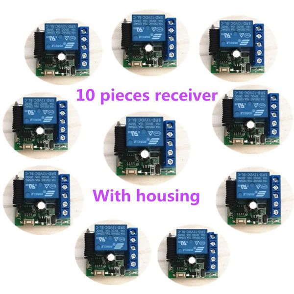

remote controlers 10 pieces of 433mhz wireless control switch dc 12v 10a 1ch relay for garage doors, lights, curtains. alarm system.