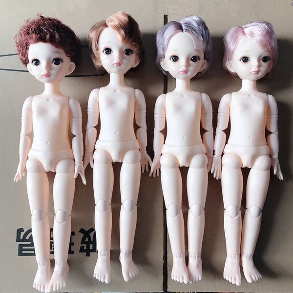 

30cm 20 movable joints 12 inch bjd doll 1/6 short hair makeup naked body doll for girls toy 1011