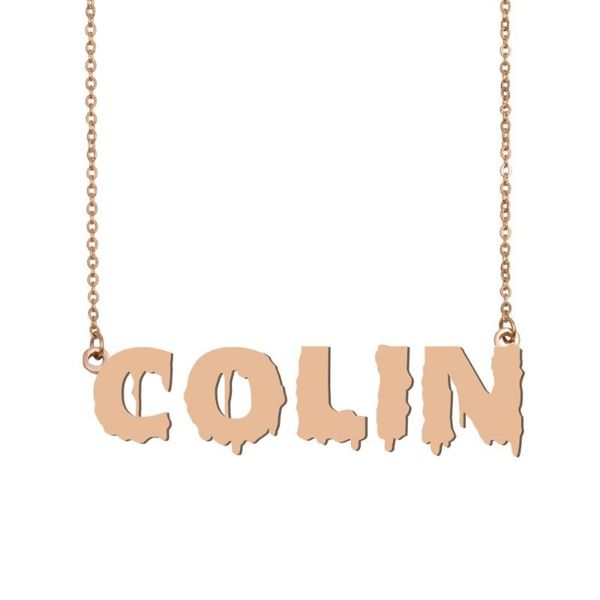 

colin name necklace , cool bloody art name necklace for halloween and santa's day jewelry gift for kids boys girls, Silver