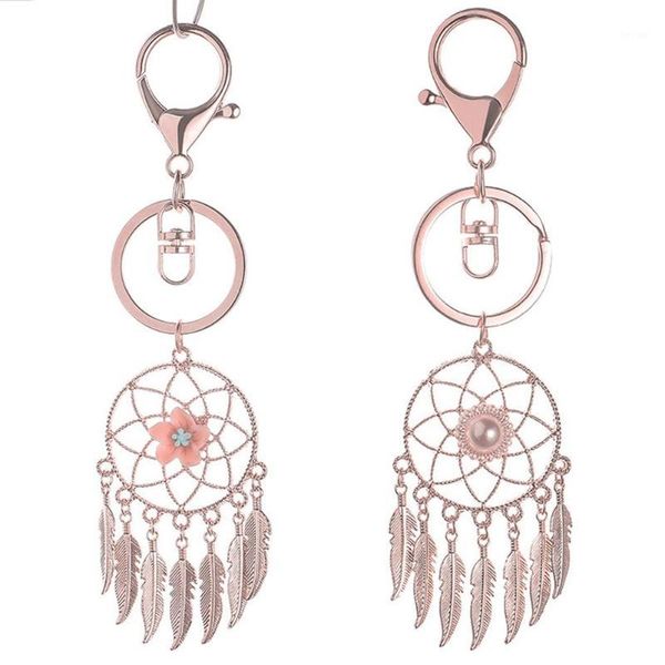 

hooks & rails 1 pcs innovative korea style rose gold dream catcher key chain bag metal pendant girl gift durable home decorative ornaments1