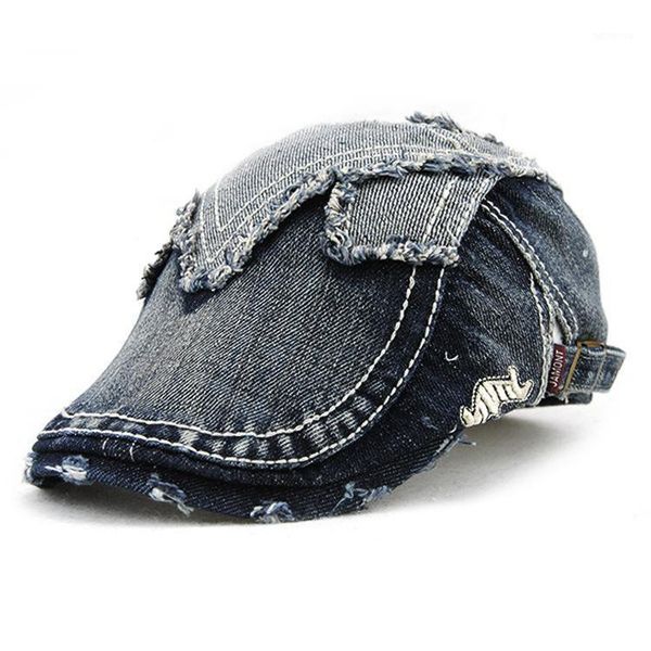 

2020 spring and autumn new fashion wild painter hat men and women stitching beret british personality octagonal hat1, Blue;gray
