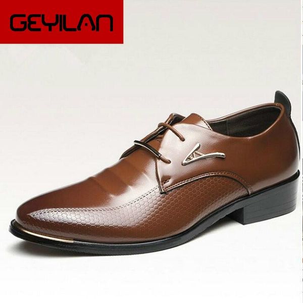 

2020 brand new arrive mens soft leather shoes men's dress shoes british style lace up pointed toe flats 2 colors big size hjm7, Black