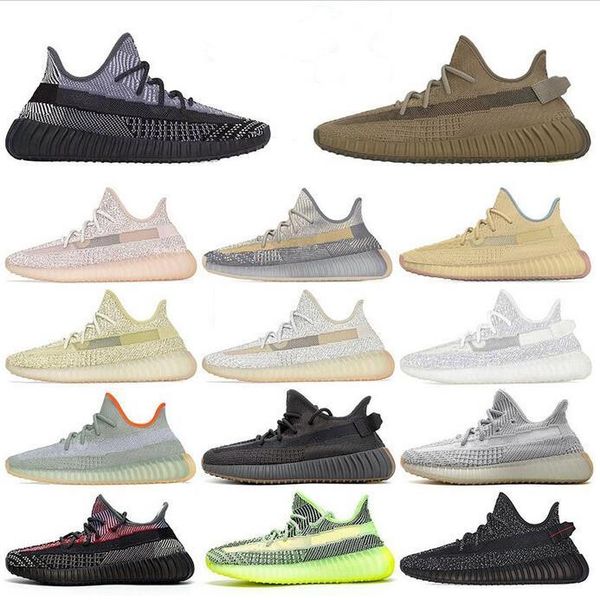 

2020 kanye west men women running shoes cinder zebra tail light reflective israfil asriel linen abez women sneakers with box
