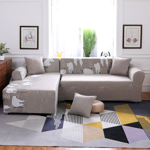 

прекрасный мультфильм диван крышку дивана / loveseat l формы диван slipcoverchristmas олени и лисы эластичного протектора диван пододеяльник