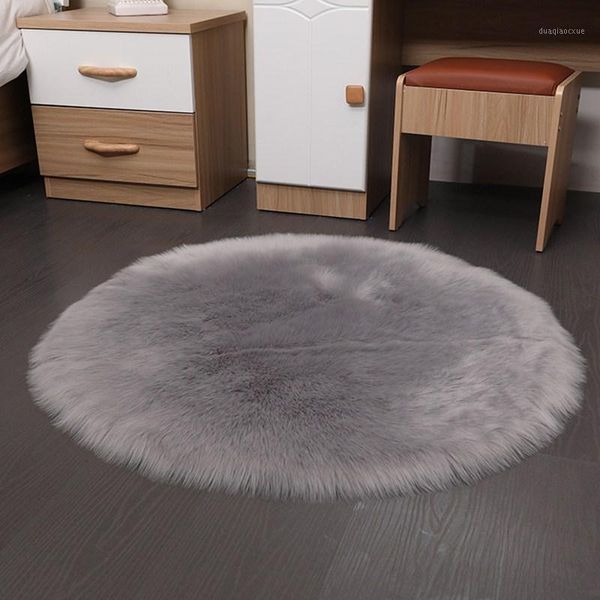 

carpets artificial wool thick round carpet living room bedroom bedside solid color soft fluff floor mat coffee table sofa home carpet1