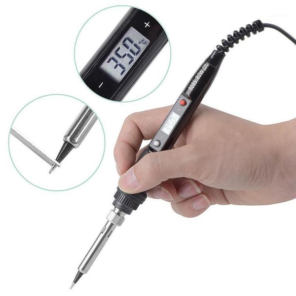 

80w electric soldering iron pen adjustable temperature lcd digital display 100v 220v welding solder iron rework repair tool kit1