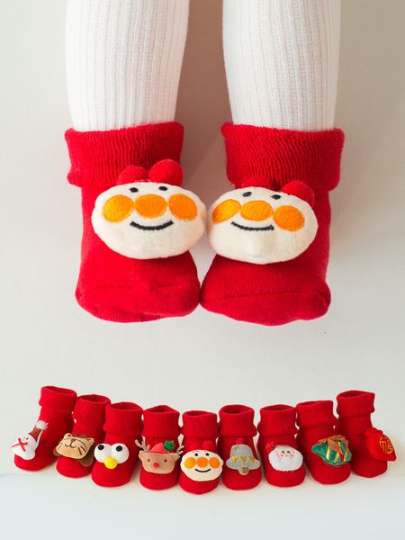 

socks winter plush doll cartoon baby autumn and christmas baby antiskid walking shoes children's big red floor socks