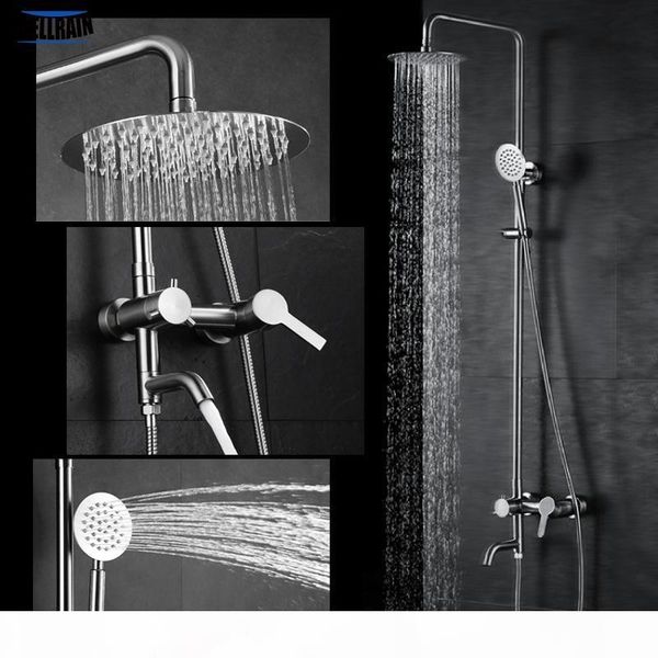 

wall mounted bathroom bath shower faucet set 8 inch rain shower head 304 stainless steel healthy material polishing brushed bbyvhm