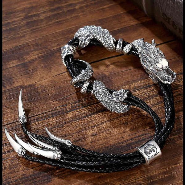 

new hand-made personality domineering dragon bracelet trendy men's jewelry silver retro zodiac, Golden;silver