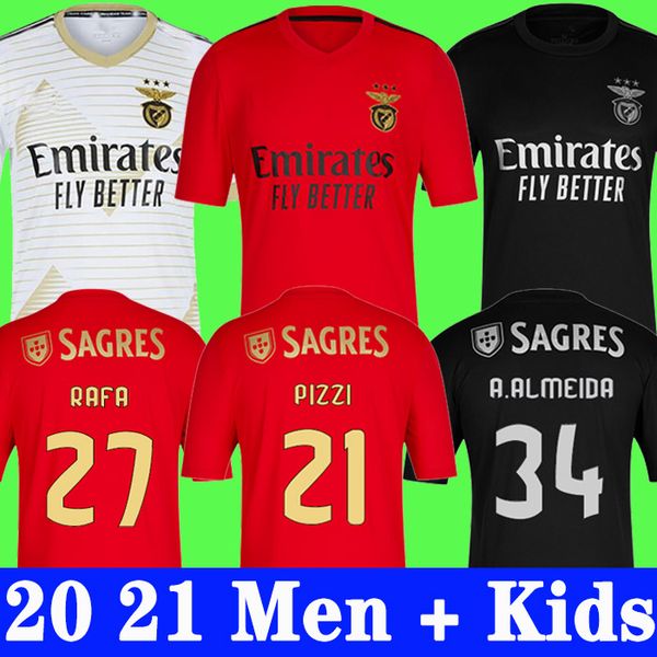 

benfica soccer jersey home 20 21 pizzi rafa seferovic waldschmidt darwin 2020 2021 camisola de futebol football shirt men kids kit uniforms, Black;yellow