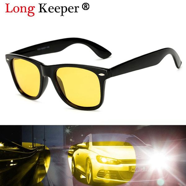 

long keeper polarized sunglasses men women yellow driving night vision glasses square mirror sun glasses classic eyewear, White;black