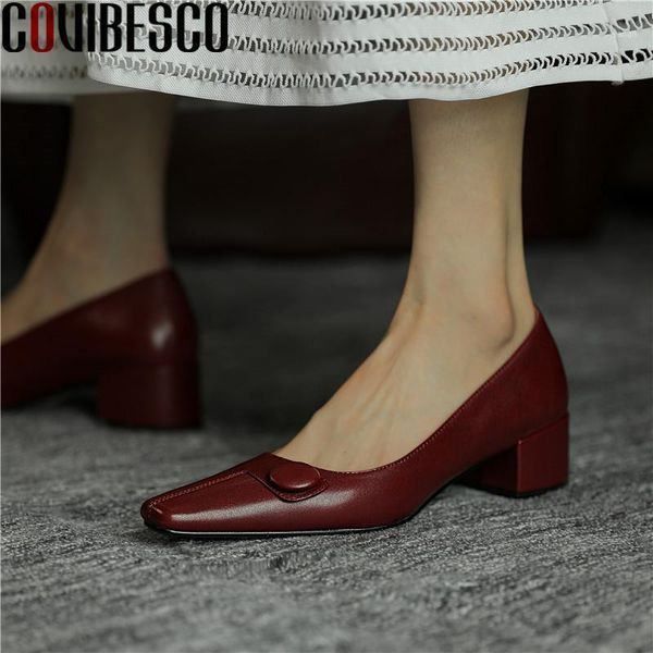 

dress shoes covibesco 2021 genuine leather button decoration for women female high heels pumps summer autumn wedding party woman1, Black