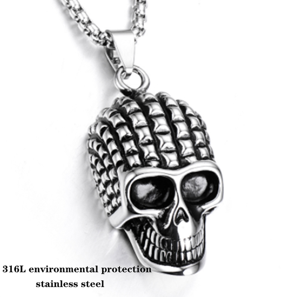 

the new skull stainless steel men's pendant necklace punk hip hop mens necklace skull fashion accessories wholesale, Silver
