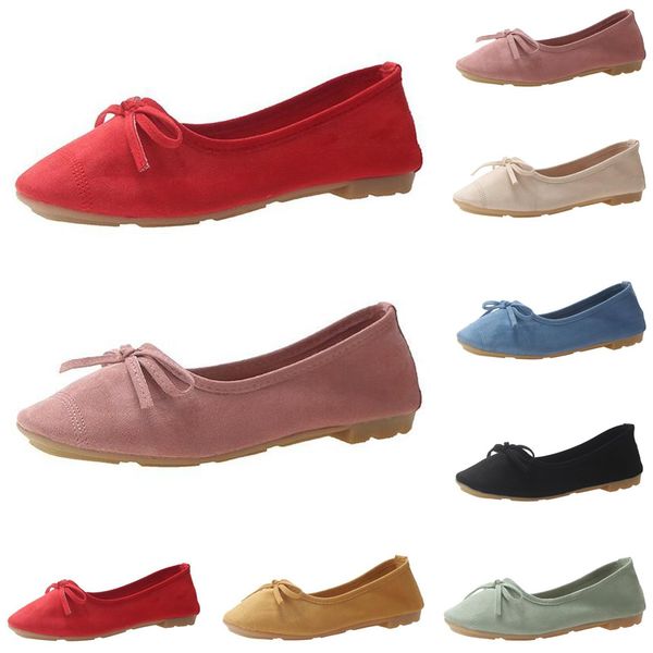 

2020 luxury women casual shoes black pink blue green loafers flat suede bow-knot retro soft bottom size 35-40