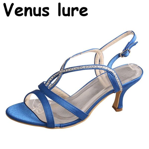 

23 colors blue wedding heels for bride peep toe summer sandals size 8, Black