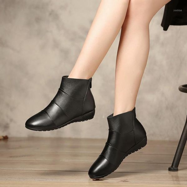 

oversized 10 11 -13 boots women shoes ankle boots for women ladies shoes woman winter flat with soft leather sole1, Black