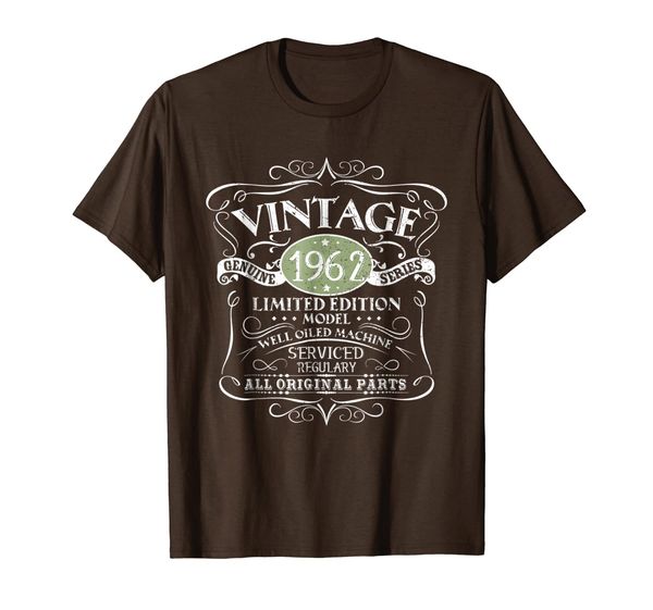 

vintage 1962 57th birthday all original parts gift t-shirt, White;black