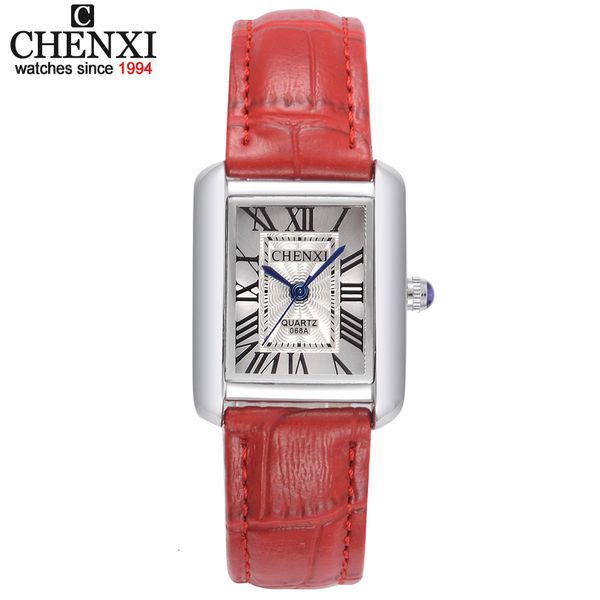

chenxi watch women elegant fashion watches quartz clock female retro leather women's wrist waterproof watches relogio feminino, Silver