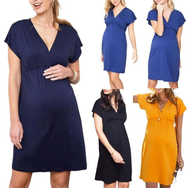 

maternity dresses 2021 women pregnant fashion cotton soft comfort dress casual summer short sleeve dresses1, White
