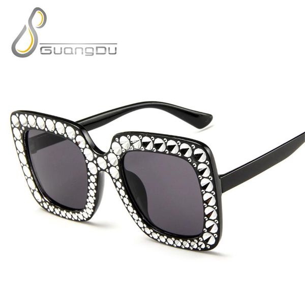 

sunglasses women fashion 2021 quay large oversized rhinestone crystal yellow transparent oculos feminino, White;black