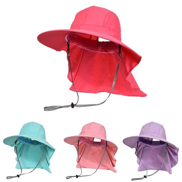 

men women outdoor flap cap wide brim sunshade foldable mesh sweatband neck cover bucket hat sportswear accessories, Black;white