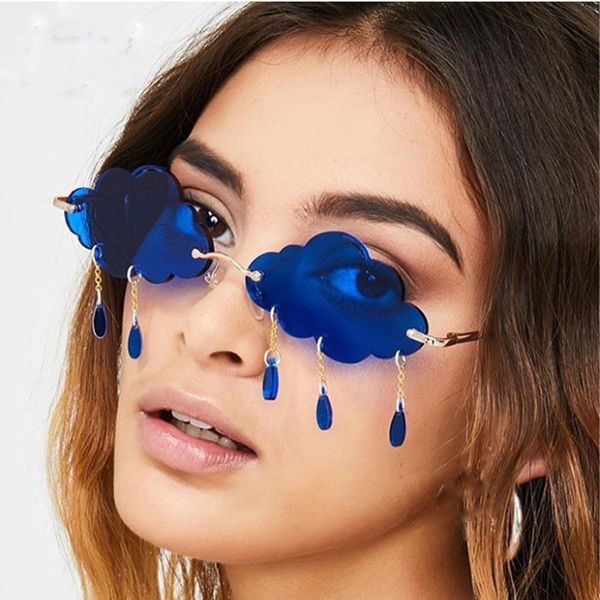 

designer fashion women sunglasses rimless sunglasses women 2021 vintage clouds tassel womens sunglasses men frameless glasses shades uv400, White;black